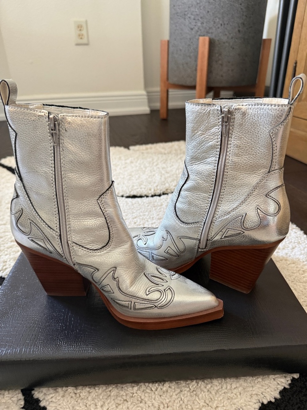 Dolce Vita Metallic Pointed Toe Western Ankle Boots - Women